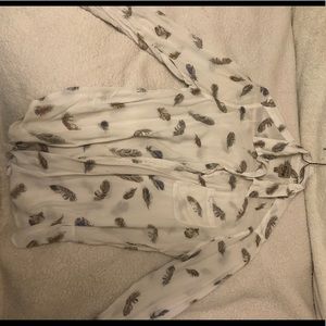🎊 feather button up shirt
